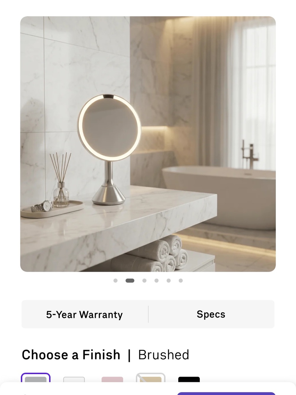 💙 SIMPLE HUMAN LED Sensor Mirror Lighted Round Vanity Mirror in Brushed Chrome - Picture 2 of 13
